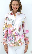 Tizzie Candy Sweets Printed Women's Shirt Top Size S Reese’s  Oreos Snacks