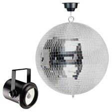 12" Mirror Glass Disco Ball DJ Dance Home Party Club Stage Lighting w Pinspot