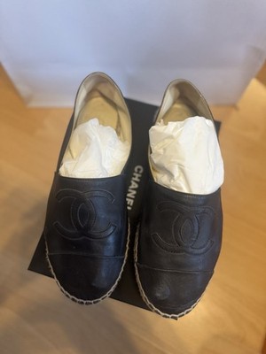 Chanel Espadrilles 39 Leder Schuhe Slipper  Schwarz