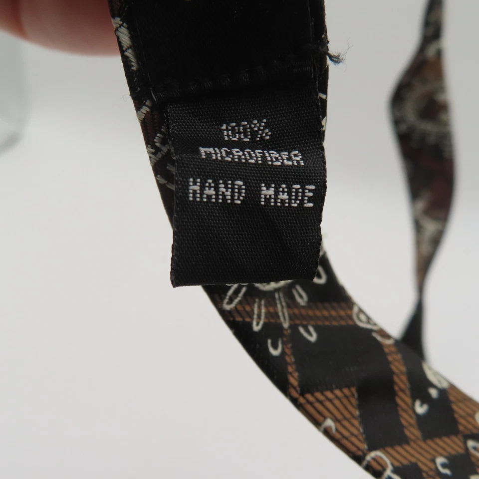 Pajarita Dan Smith negra dorada blanca cachemira 2,5" de ancho autocorbata poliéster Foto 4 de 4