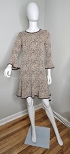 MICHAEL KORS. Leopard Print Knee Length Flared Sleeve A-Line Dress Size S