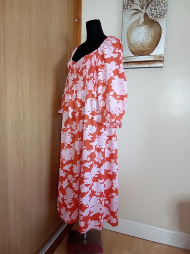 New Look Orange/mix Floral Fit & Flare Summer Dress Size Uk 18 - Picture 2 of 7