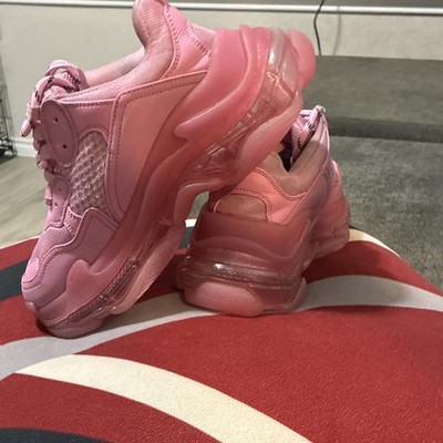 Balenciaga Triple S Pink Lace Up Men's Low Top Athletic Sneakers