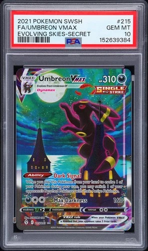 2021 POKEMON SWORD & SHIELD EVOLVING SKIES SECRET FULL ART/UMBREON VMAX PSA 10