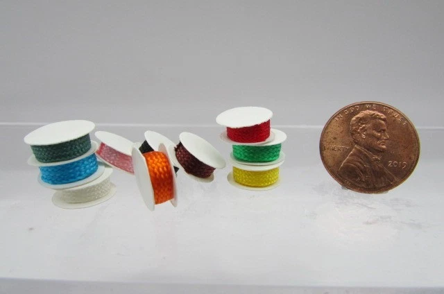 HANDLEY Dollhouse Miniature Sewing Crafting Spools of Ribbon Set of 10 IM65442