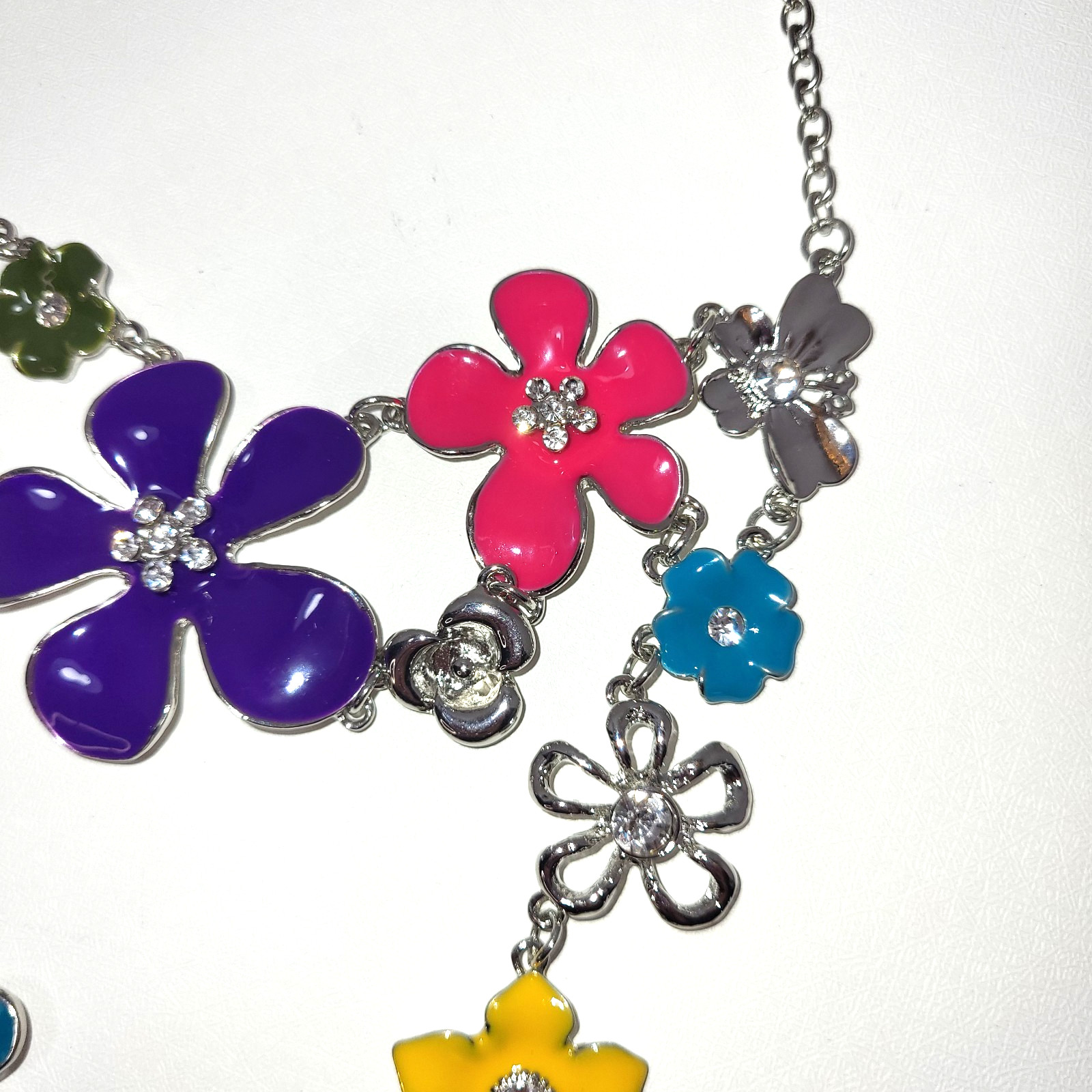 Bright, Colorful, Multi Flower Statement Necklace… - image 16