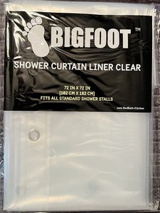 New In Package Big Foot Shower Curtain Liner Clear 72” X 72” Mildew Resistant