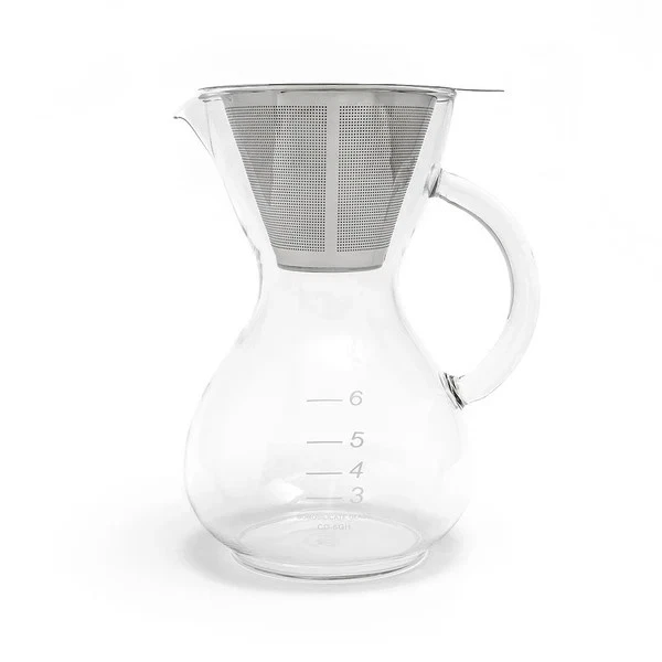 Yama 30 oz Coffee Drip Pot with Glass Handle and Stainless Cone Filter