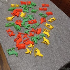 Lot Of 80s Plastic Farm Animals Sheep Goat Dog Pig Chicken Etc. Multicolored