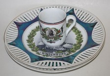 Antik Hindenburg Kaiserzeit 2 x Wandteller 1 Tasse