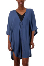 Jantzen Woven Curve Hem Tie Front Cover-Up Marine