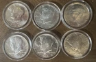Lot of 6 1969’KENNEDY Half Dollars 40% Silver Free Shipping