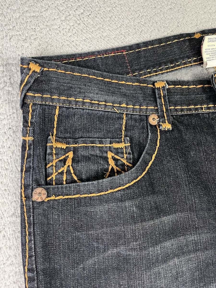 True Religion Billy Giant Big T Denim Jeans Mens 34 Thick Stitch