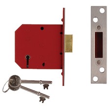 Image of UNION 2101 5 Lever Mortice Deadlock Satin Chrome Finish 65mm 2.5in Visi