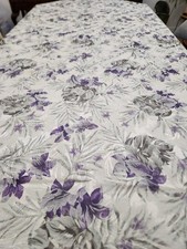 Tablecloth Floral Wild Iris   Cotton-Poly 60x100 Purple, Green, White