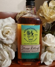 Bath Body Works Aromatherapy SANDALWOOD EUCALYPTUS STRESS Body Wash 10 oz RARE