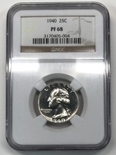 1940 Proof Silver Washington Quarter NGC PF-68