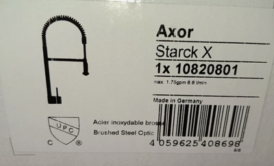 AXOR Starck Semi-Pro Kitchen Faucet 2-Spray, 1.75 GPM 10820801 in Brushed Steel