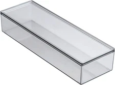Transparent Flatware Tray Kitchen Drawer Organizer with Lid - Plastic Kitchen