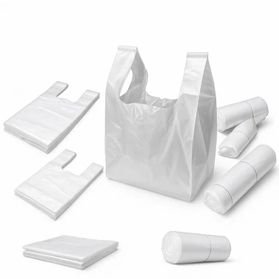 LIANPAK LP 30μm Heavy Duty Thick Vest plastic carrier bag with handles Made in UK No EPR