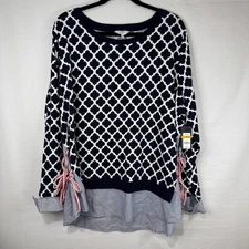 Crown & Ivy Navy & White with Side Bows NWT 3X MSRP 65.50