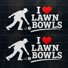 2x I LOVE LAWN BOWLS Sticker 200mm lawnbowls BOCCE Car window decal