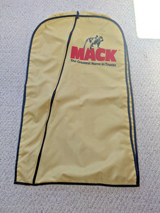 Mack Trucks Garment Bag -Dubbel Duffel Brand, Tan with Red Mack Bulldog Logo