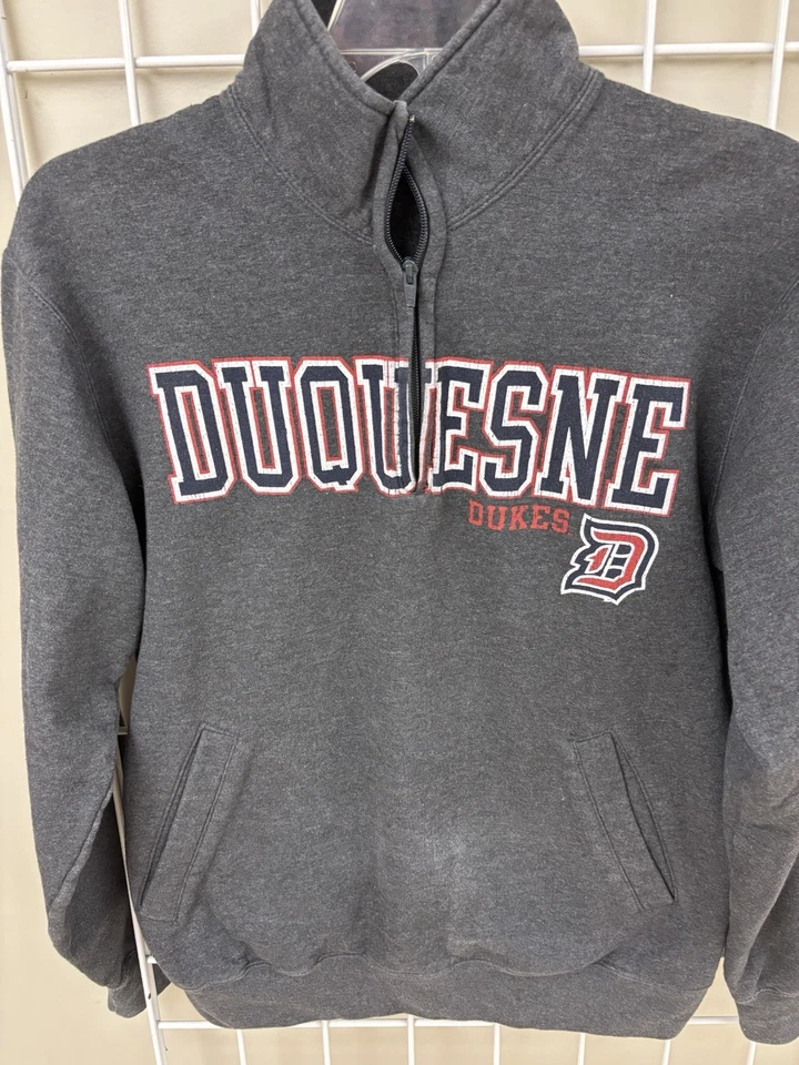 Duquesne University Dukes quarter zip sweatshirt size medium. Average Color Fade - Image 2 of 4