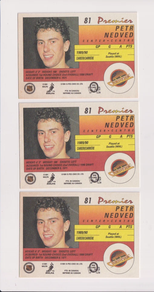 1990-91 O-Pee-Chee Premier # 81 Petr Nedved (3 Copies) Nice Cards - Image 2 of 2