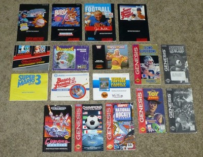 Lot of 17 Super Nintendo SNES NES Sega Genesis Instruction Manuals Booklets