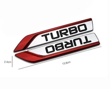 2pcs Red Big Turbo Metal Chrome Emblem Badge Side Trunk Rear Sticker For Nissan