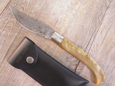 COLTELLO 27 CM SARDEGNA SARDO MANICO corno  muflone ARBURESA ARBUS lama DAMASCO