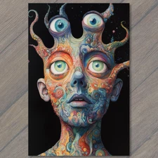 Art Print  Psychedelic Face Art Colorful Surreal Abstract Design Fantasy Strange