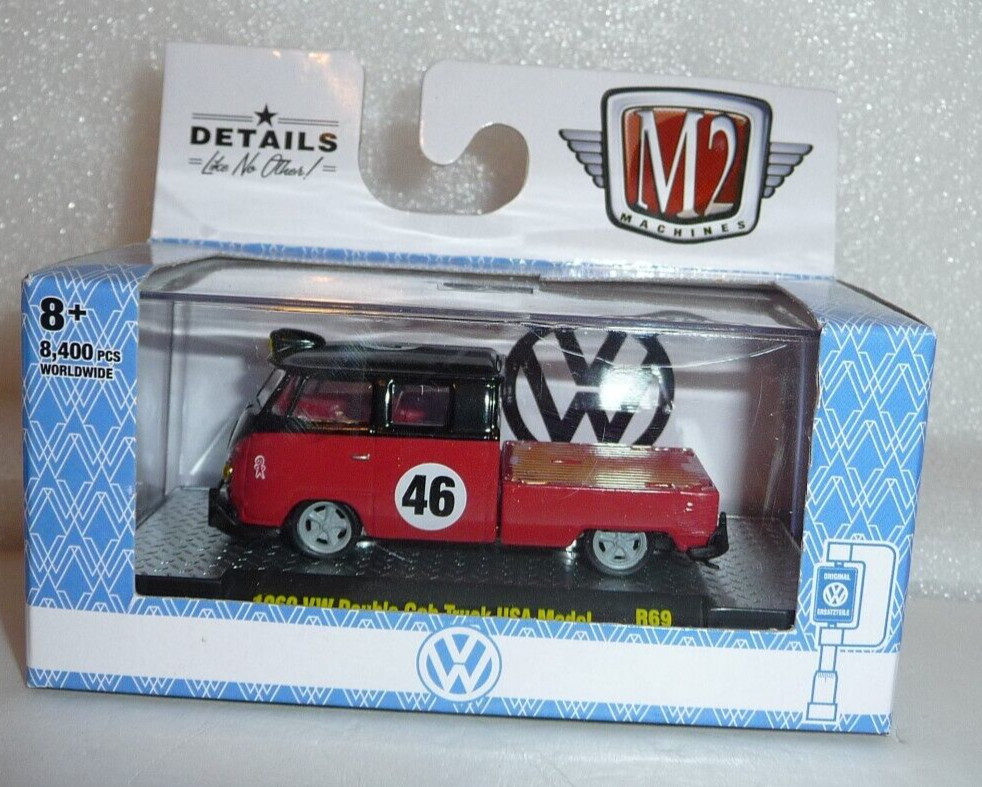 M2 Machines 1960 VW Double Cab Truck USA Model 1:64 Diecast