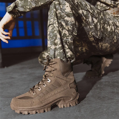 Stivali Uomo Escursionismo Militare Impermeabili Tattici Combattimento Moto Scarpe/ - Foto 10 di 32