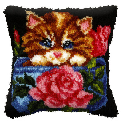 Orchidea Latch Hook Kit: Kissen: Gro�: Blumenkatze