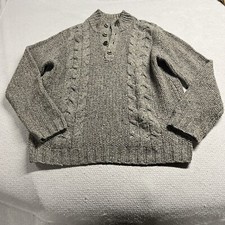 Vince Brown Taupe Chunky Cable Knit Wool Blend Button Sweater Size XLarge EUC