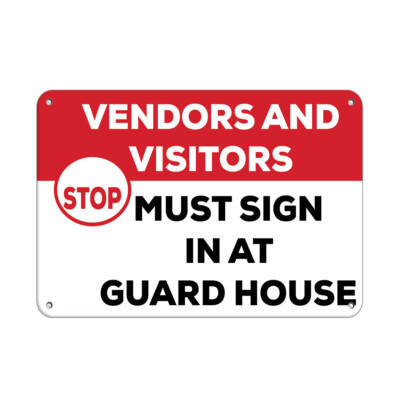 Horizontal Metal Sign Multiple Sizes Stop Vendors Visitors Must ...