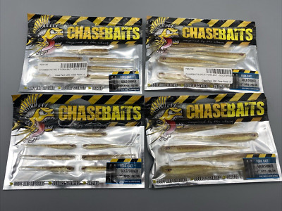 LOT (4) Chasebaits Fork Gold Shiner 3'' & 5'' NEW SEALED - U Get 4 Packs