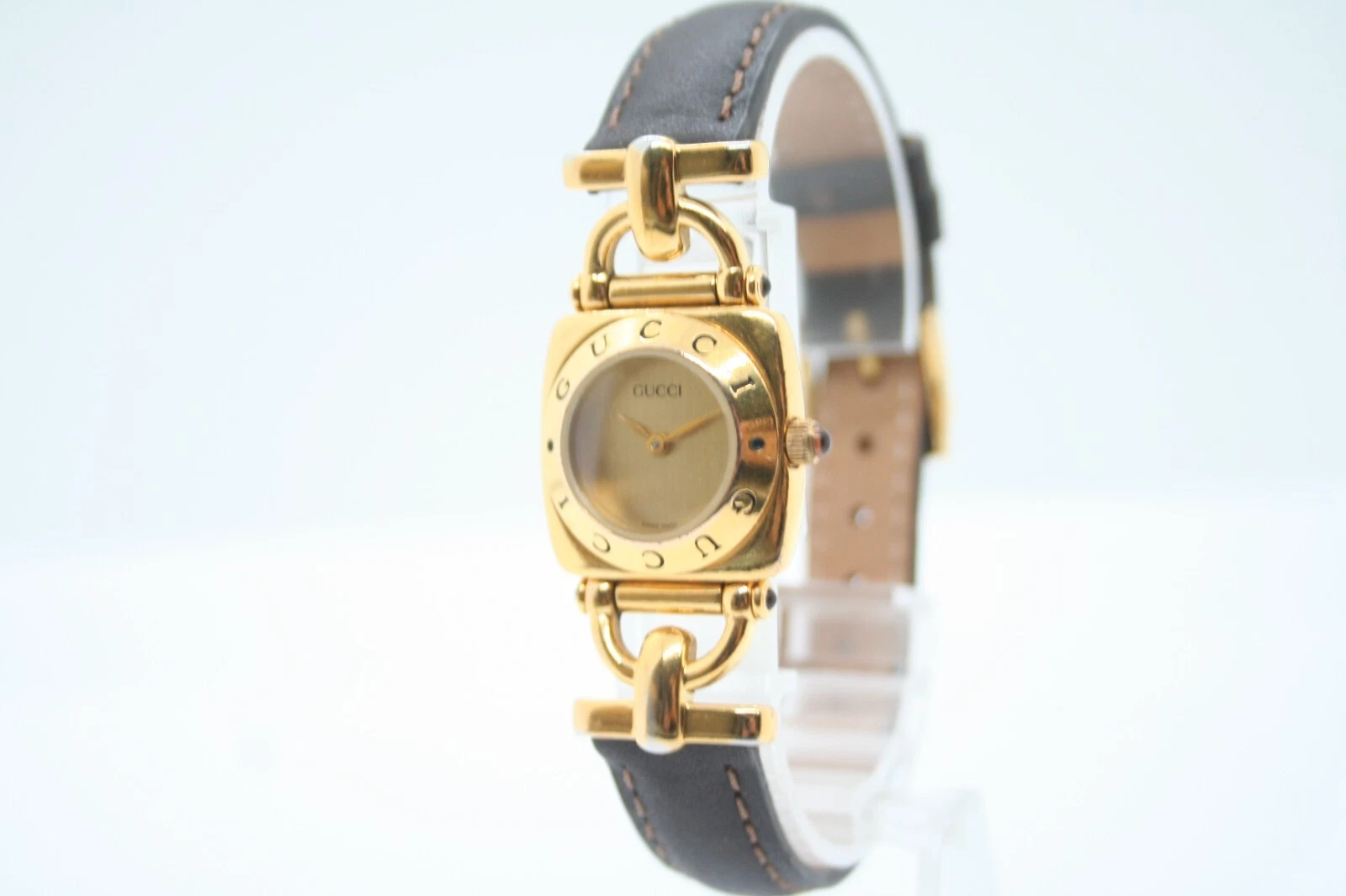 [EXC+5] Montre pour femme Gucci 6300L Horsebit quartz cadran doré fabriquée en Suisse du Japon