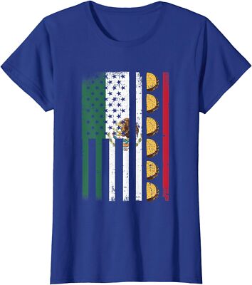 Mexican American Flag Cinco De Mayo Taco Patriotic Ladies' Crewneck T-Shirt