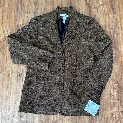 New Sag Harbor Womens Size 12 Java English Tweed Blazer NWT