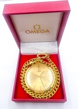 Omega De Ville Golden Dial 44mm 20 Microns Gold Filled Pocket Watch Working