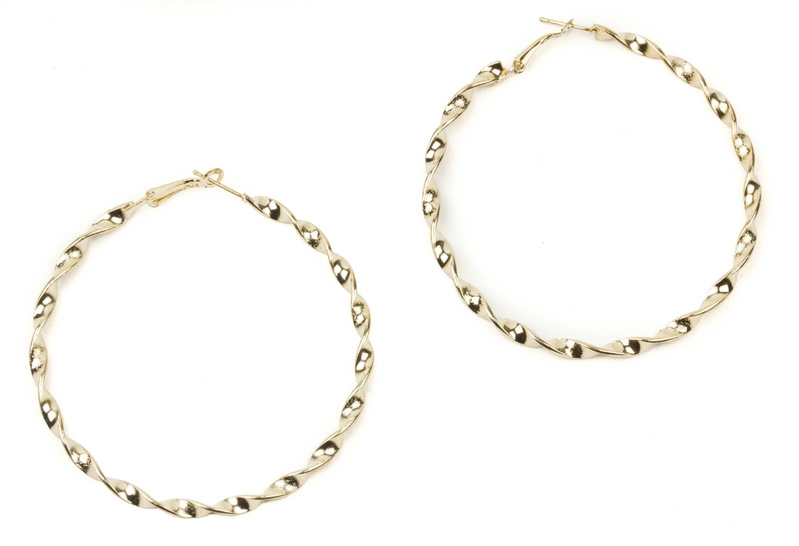 Large twisted circle hoop earrings in gold or silver plating with free UK postage-image