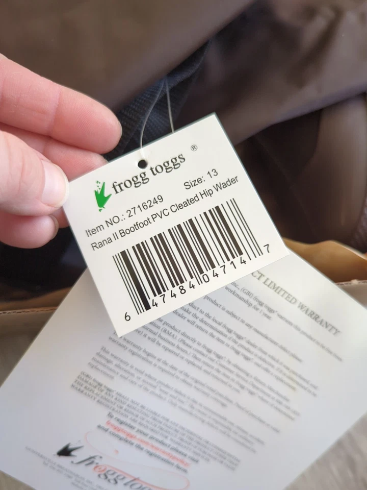 frogg toggs Men's Rana II Bootfoot Hip Wader 2716249 Brown NIB Sz 13 - Image 4 of 4