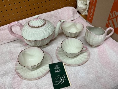 Belleek China Pink Shell Tea for Two