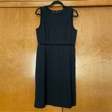 Talbots Black Sleeveless Swiss Polka Dot Sheath Dress  10 Dressy Office Formal