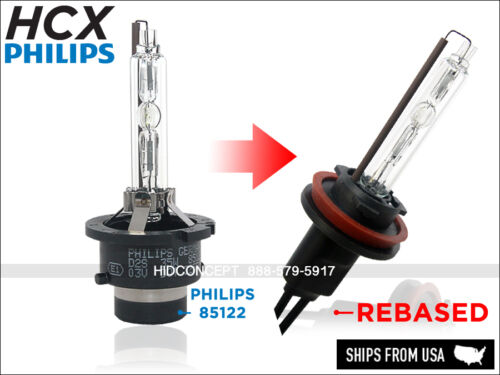 HCX Rebased PHILIPS OEM 4300K 85122 D2S HID Xenon to 9006 HB4 bulbs 35W Germany