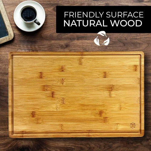 Large Wood Cutting Board, Organic Bamboo, 18x11x1, Premium Quality