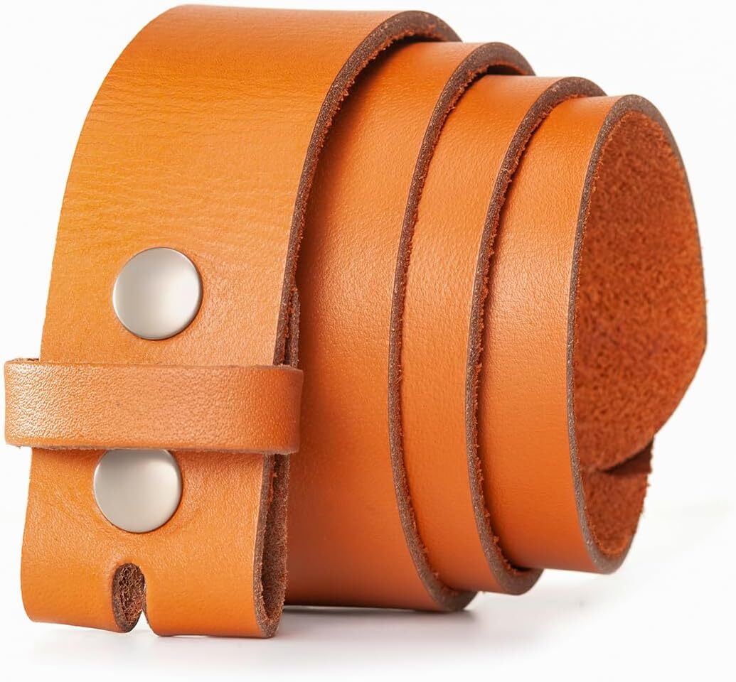 Leather Belt for men, Genuine without buckle, Men 48, Brown-image